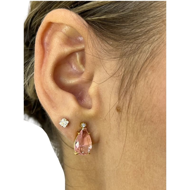 CONJUNTO CRISTAIS ROSA - SEMIJOIA